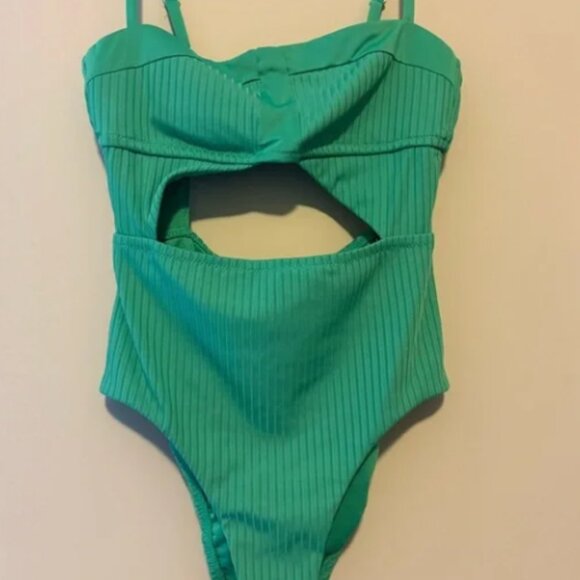NWT Sanctuary Refresh Rib Splice Banded Mio Cut-Out One-Piece Swimsuit Size M - Picture 9 of 14